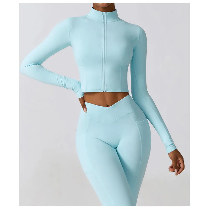 B|FIT STUDIO Zip Top - Baby Blue