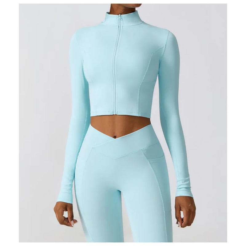 B|FIT STUDIO Zip Top - Baby Blue