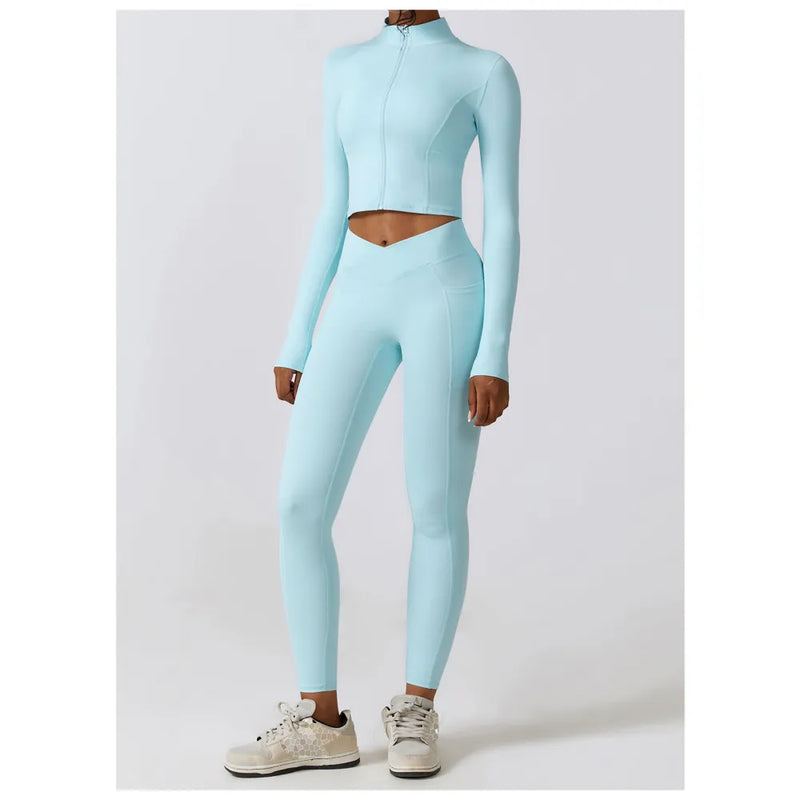 B|FIT STUDIO Zip Top - Baby Blue